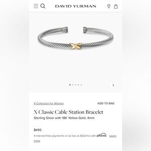 X Classic Cable Station Bracelet- David Yurman, size small